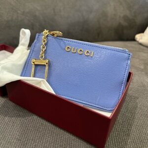 Gucci Lavender Leather Card Case with Gold Accents